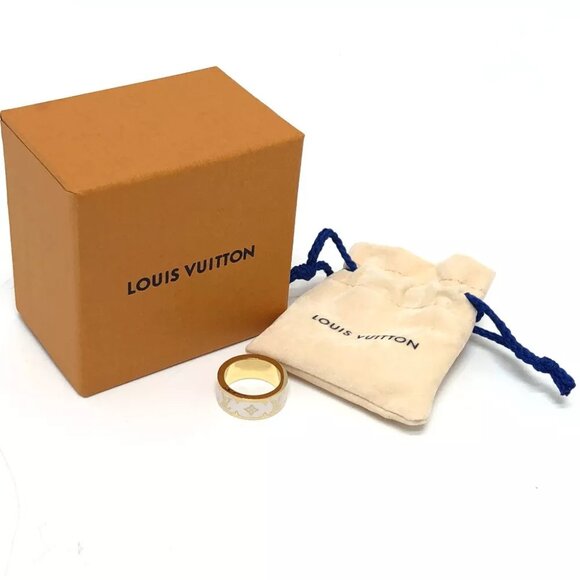 LOUIS VUITTON M1565S Ring-Nano Gram Enamel Ring Metal White - Picture 2 of 6